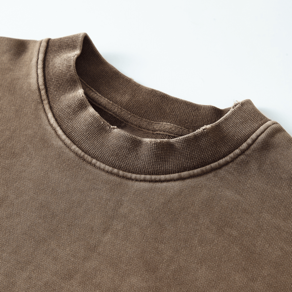 Washed Raw-Edge Cropped Crewneck SS（380GSM）