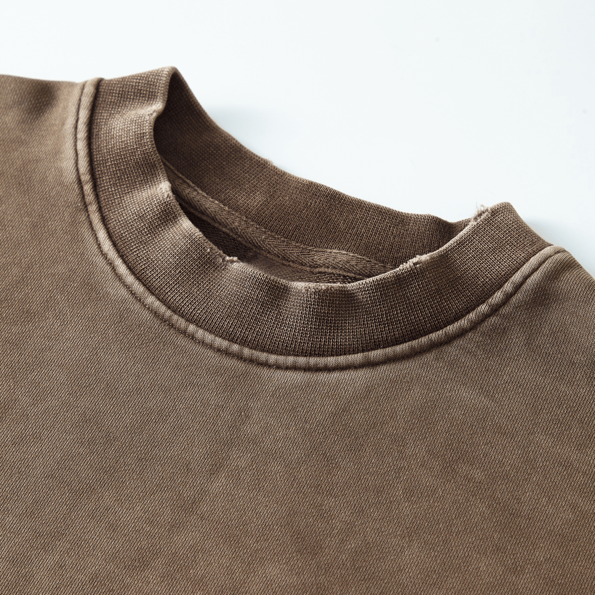 Washed Raw-Edge Cropped Crewneck SS（380GSM）