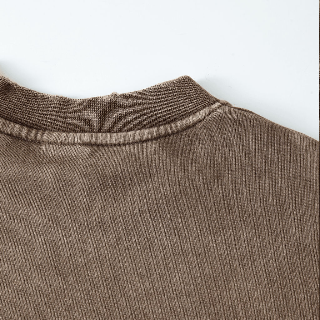 Washed Raw-Edge Cropped Crewneck SS（380GSM）