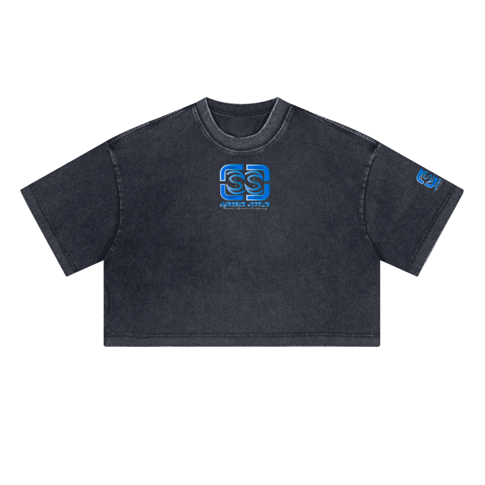 Sunwashed Loose Fit Cropped Crewneck T-shirt(230GSM)