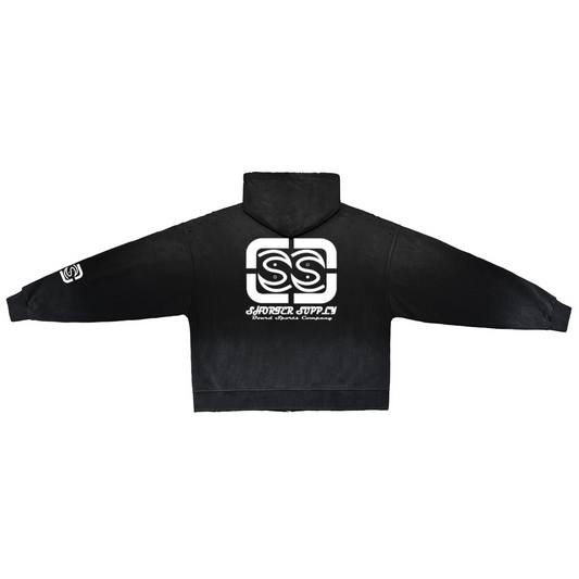 Unisex Sun Washed Distressed SS Zip-Up Hoodie(420GSM)