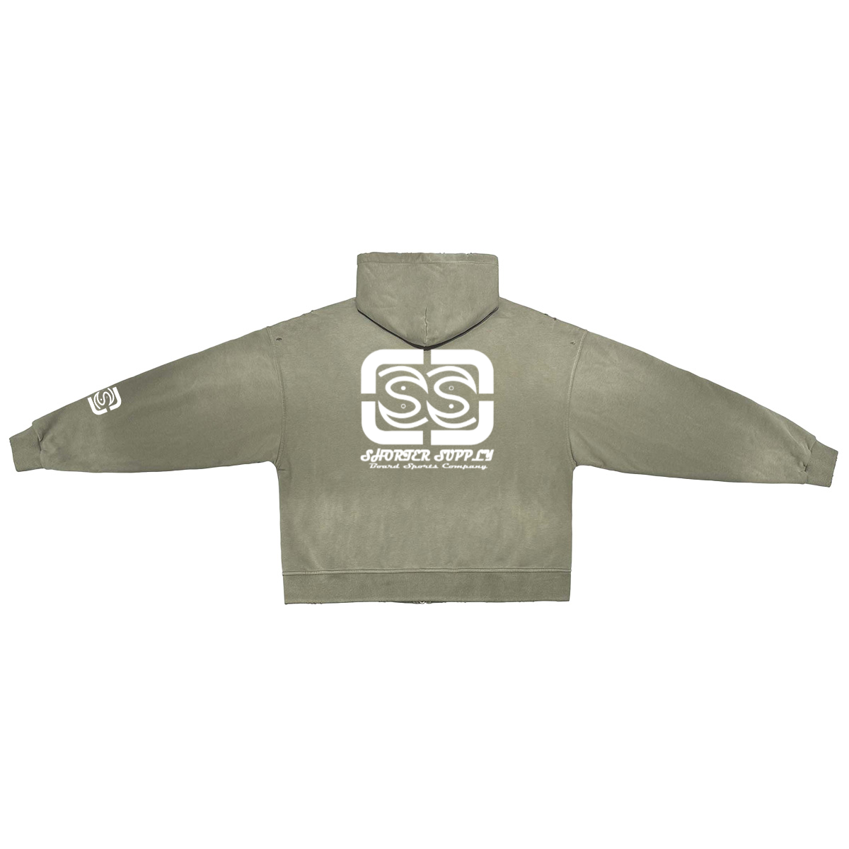 Unisex Sun Washed Distressed SS Zip-Up Hoodie(420GSM)