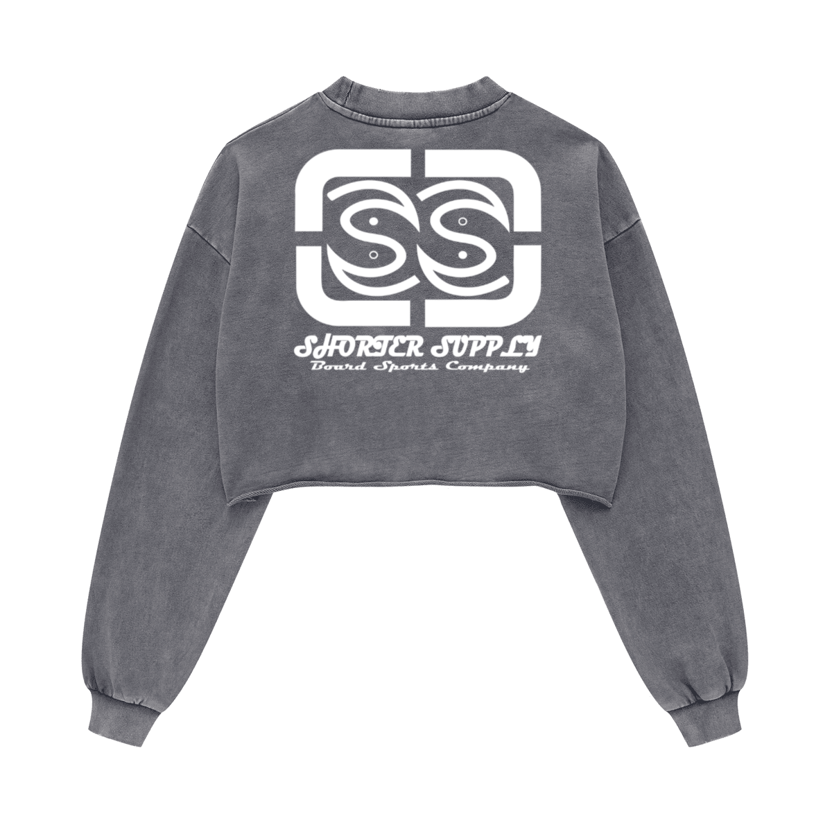 Washed Raw-Edge Cropped Crewneck SS（380GSM）