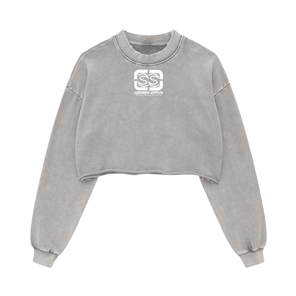 Washed Raw-Edge Cropped Crewneck SS（380GSM）