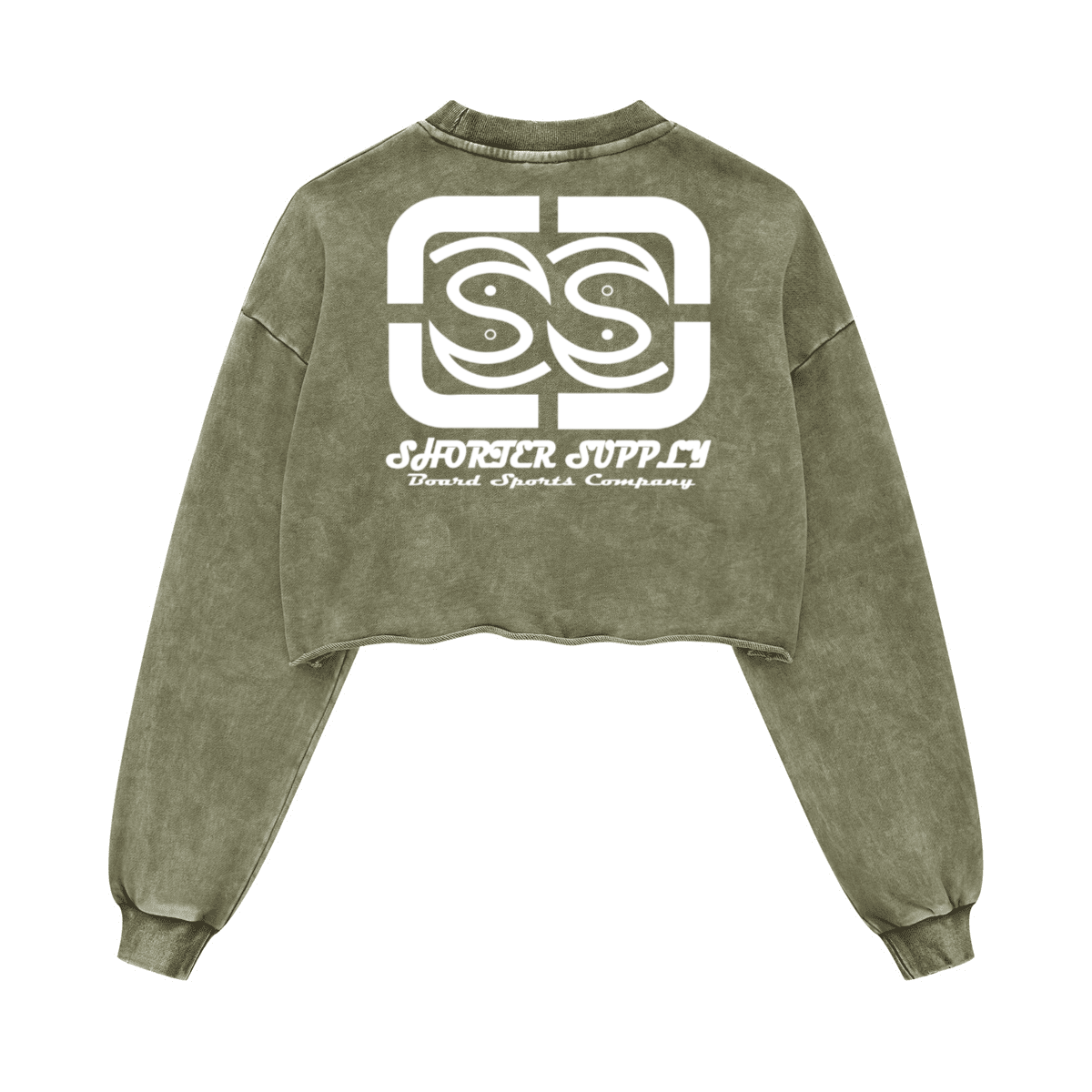 Washed Raw-Edge Cropped Crewneck SS（380GSM）