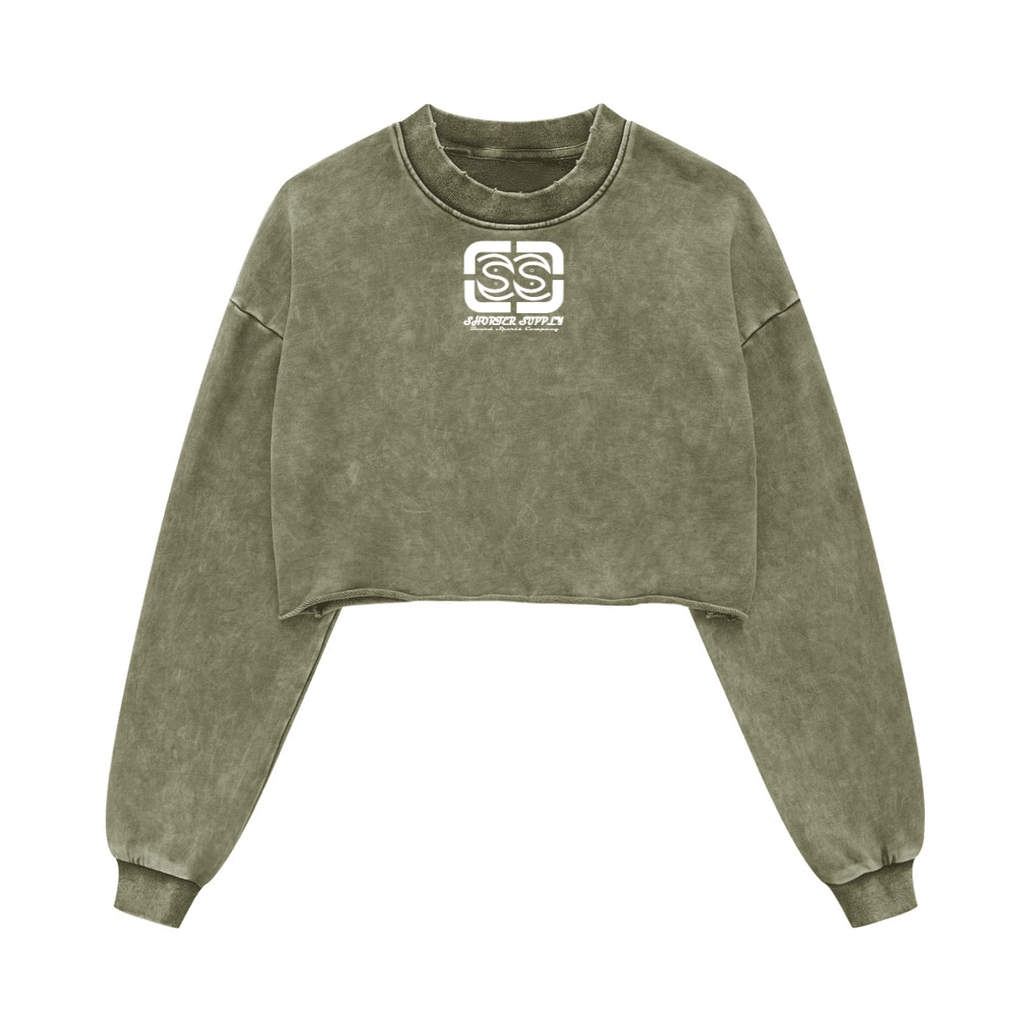 Washed Raw-Edge Cropped Crewneck SS（380GSM）
