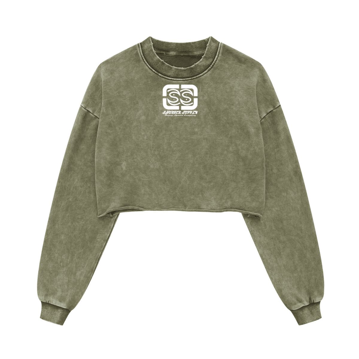 Washed Raw-Edge Cropped Crewneck SS（380GSM）