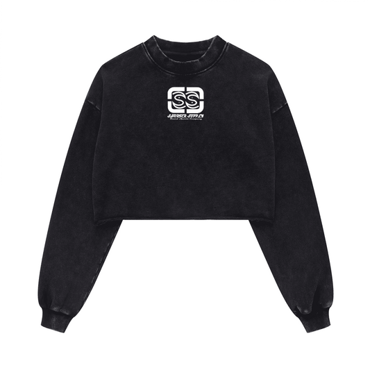 Washed Raw-Edge Cropped Crewneck SS（380GSM）