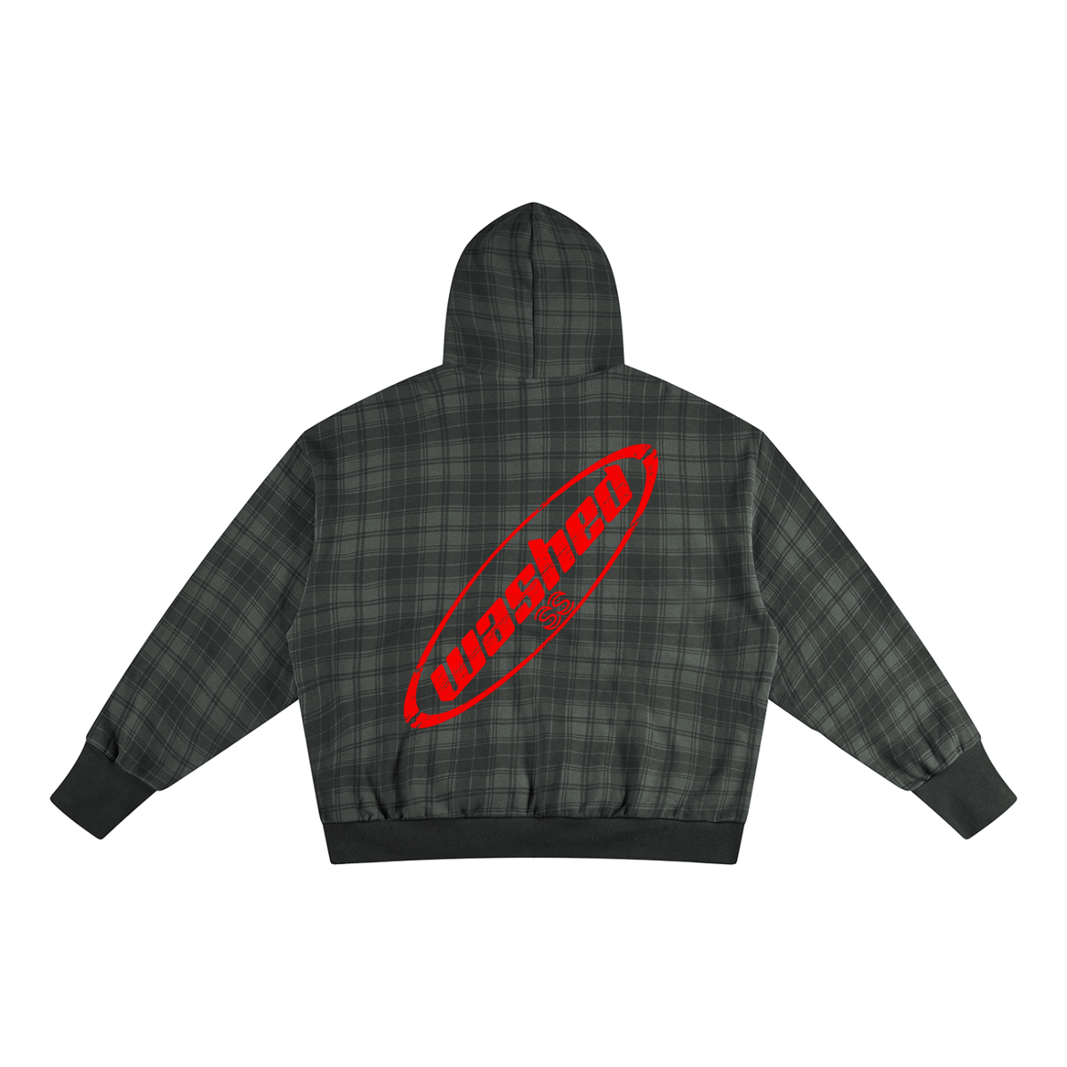 WASHED PLAID HOODIE