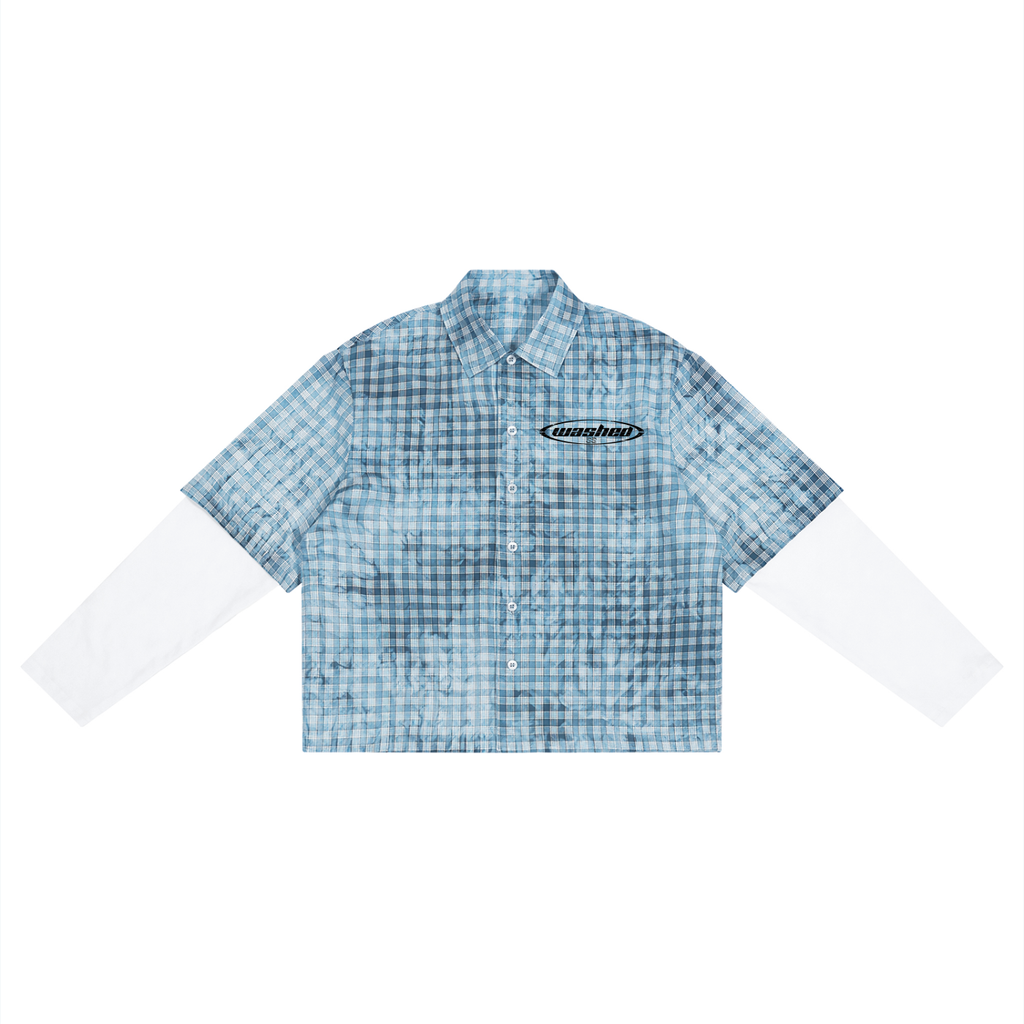 Washed Plaid Short Sleeve Shirt