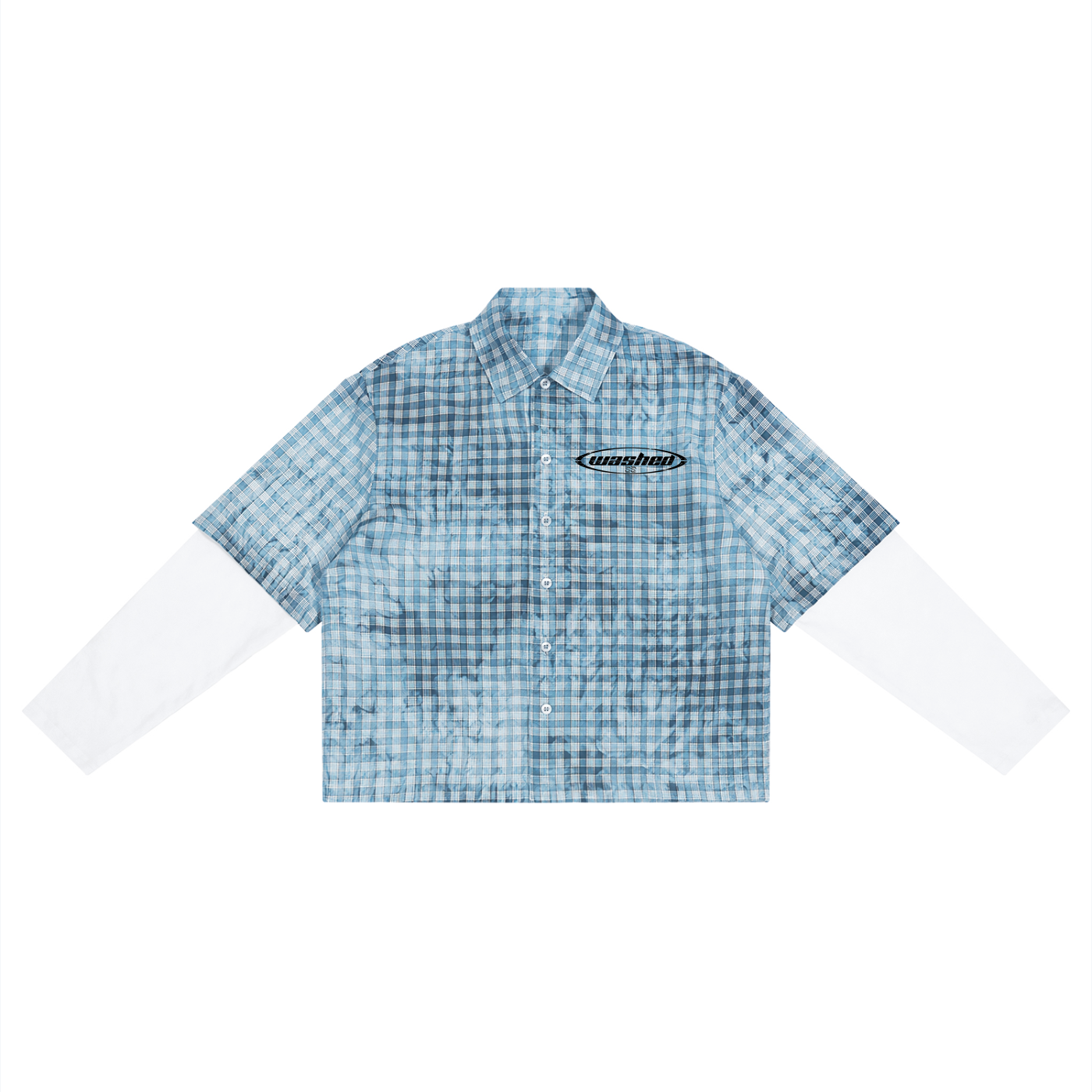 Washed Plaid Short Sleeve Shirt