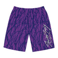 Purple Tie-Dye Board Shorts with Script Logo — Men's Surf & Swim Trunks