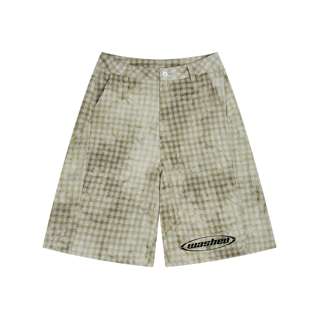 Unisex Vintage Wash Plaid Shorts