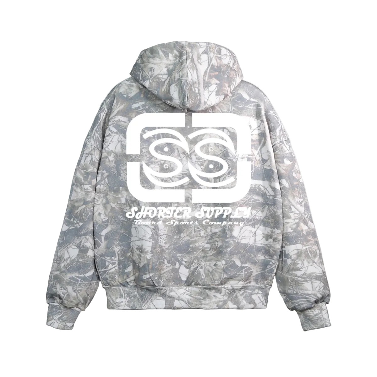 100% Cotton Heavyweight Shorter Supply Camo Zip-Up Hoodie (400 GSM)