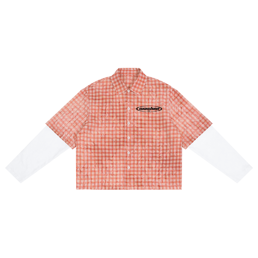 Washed Plaid Short Sleeve Shirt