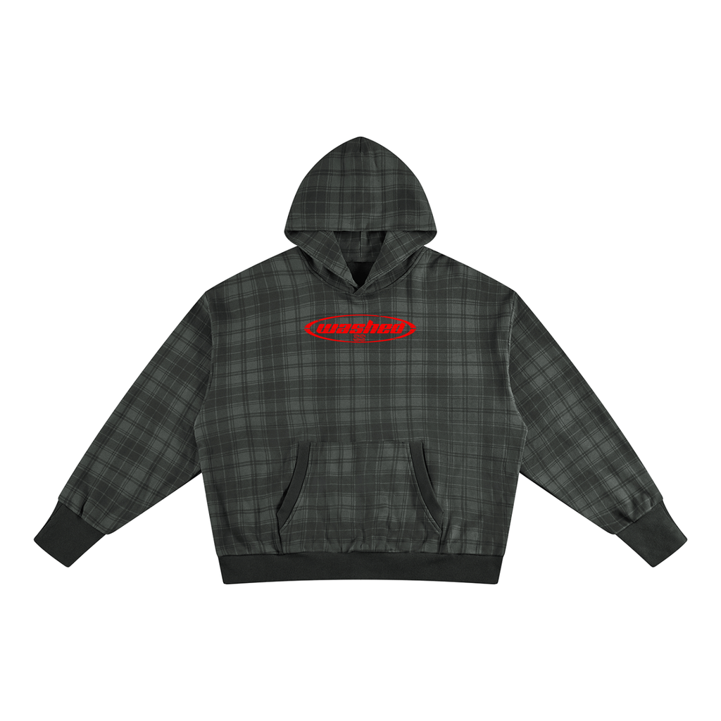 WASHED PLAID HOODIE