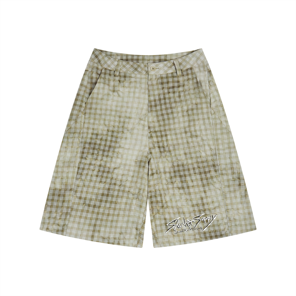 Washed Plaid Shorts